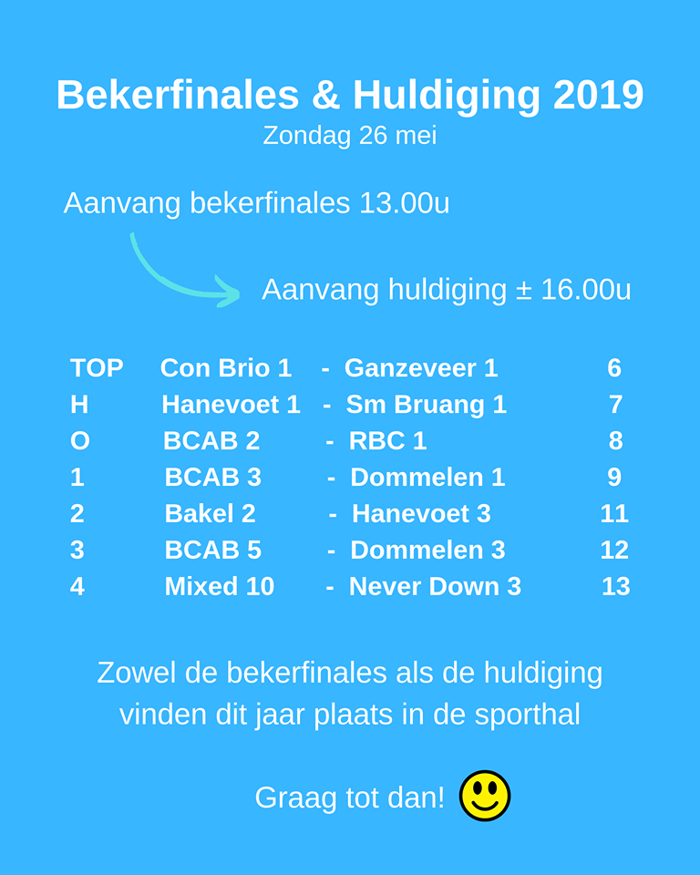 Uitnodiging bekerfinales & huldiging 2019