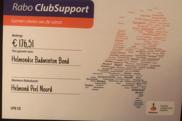 Rabo ClubSupport opbrengst bekend!