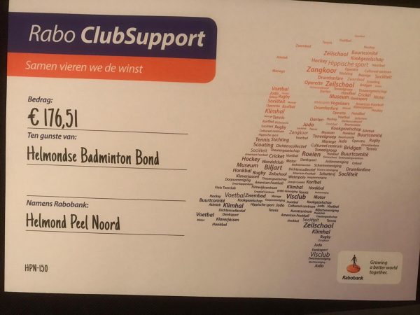 Rabo ClubSupport opbrengst bekend!