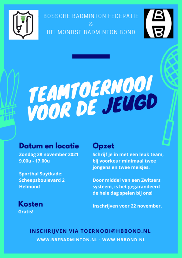 Super gaaf teamtoernooi voor de jeugd op 28 nov!