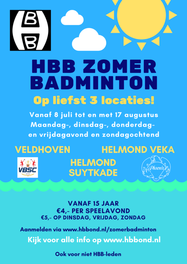 De zomer komt eraan met HBB Zomerbadminton!