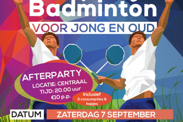Camping badmintontoernooi zaterdag 7 september!