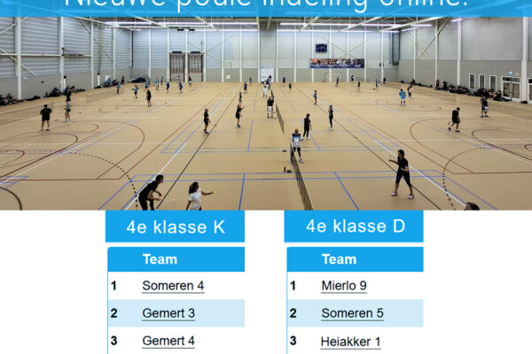 4e klasse nieuwe poule indeling online