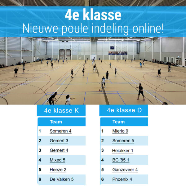 4e klasse nieuwe poule indeling online